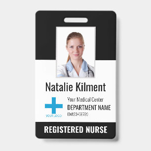 Krankenhausmitarbeiter Foto Name Logo Schwarzweiß Ausweis