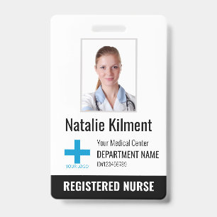 Krankenhausmitarbeiter Foto Name Logo Schwarzweiß Ausweis