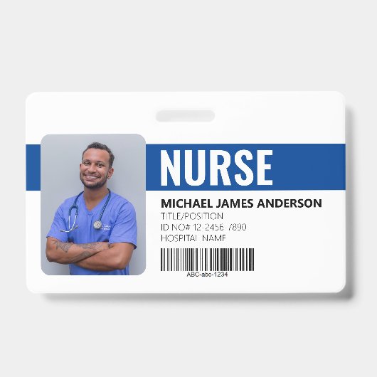 Krankenhauspersonal Nurse Blue ID Abzeichen Ausweis (Vorderseite)