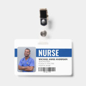 Krankenhauspersonal Nurse Blue ID Abzeichen Ausweis (Vorderseite mit Clip)