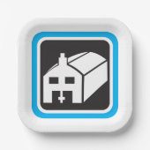 Krankenhausstall - Symbol für Minimalistische Gesu Pappteller (Vorderseite)