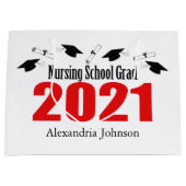 Krankenpflege 2021 Abschluss Geschenktasche (Rote  Große Geschenktüte (Vorderseite)