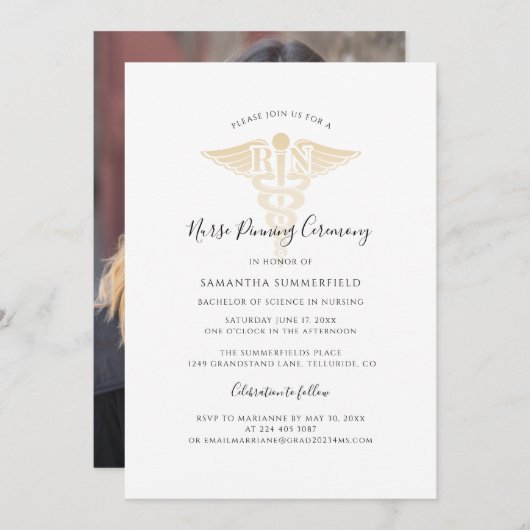 Krankenpflege Abschluss 2024 Foto Einladung (Vorne/Hinten)