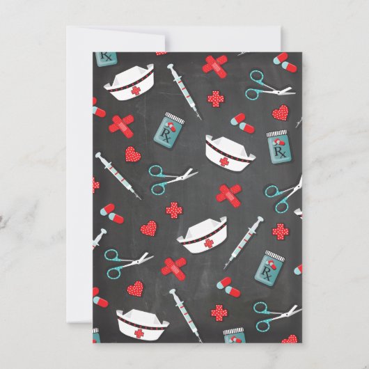 Krankenpflege Abschluss Herz Stethoscope laden Einladung (Rückseite)