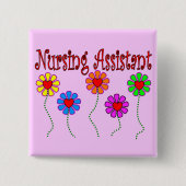 Krankenpflege-Assistenten-Geschenke--Blumenmuster Button (Vorderseite)