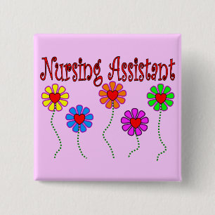 Krankenpflege-Assistenten-Geschenke--Blumenmuster Button