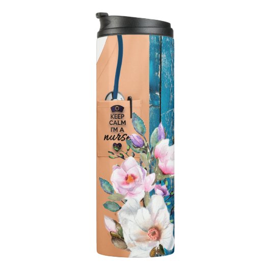 Krankenpflege: Blumenkohl mit Stethoskop Thermosbecher (Nach rechts gedreht)