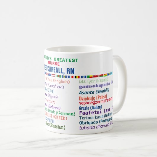 Krankenpflege Danke in 30 Sprachen Kaffee Tasse (VorderseiteRechts)