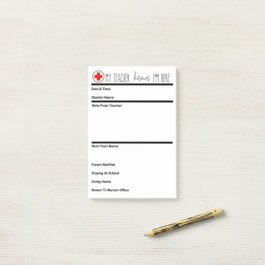 Krankenpflege für alle Schulplätze; Schulschwester Post-it Klebezettel (Auf Schreibtisch)