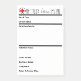 Krankenpflege für alle Schulplätze; Schulschwester Post-it Klebezettel