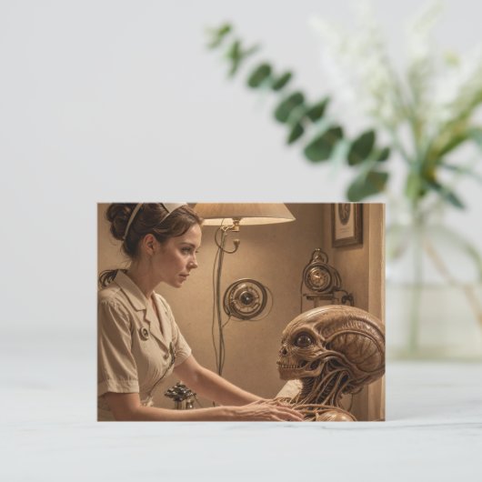 Krankenpflege für eine Alien Postkarte (Stehend Vorderseite)