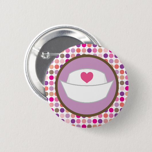 Krankenpflege-Geschenk-Herz-Hut Button (Vorne & Hinten)