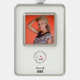 Krankenpflege Graduate Gear Rahmen-Ornament Silber