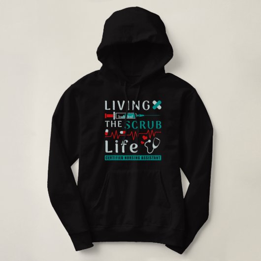 Krankenpflege im Scrub Lebensversicherung zertifiz Hoodie (Design vorne)