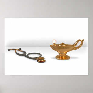 Krankenpflege-Lampe und Stethoskop Poster
