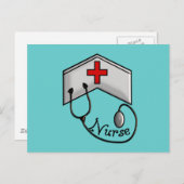 Krankenpflege mit EMBOSSED CAP & STETHOSCOPE Postkarte (Vorne/Hinten)