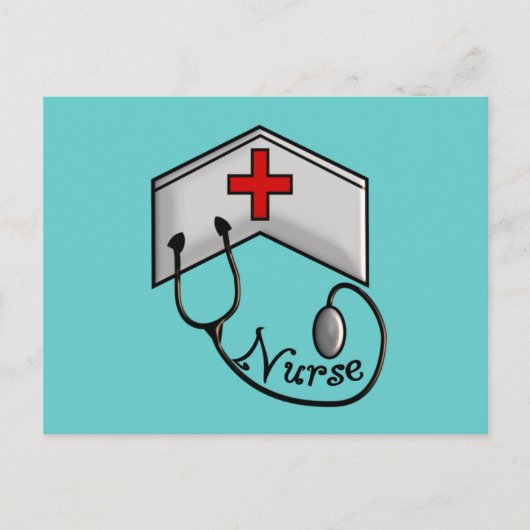 Krankenpflege mit EMBOSSED CAP & STETHOSCOPE Postkarte (Vorderseite)