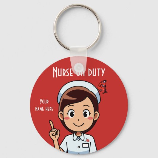 Krankenpflege mit Schmetterling Schlüsselanhänger (Vorderseite)