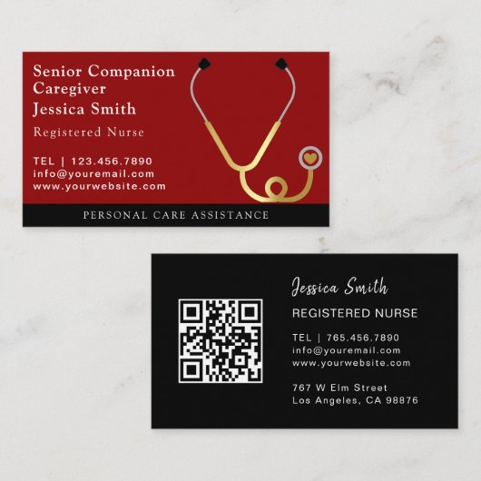 Krankenpflege Moderner goldener Glitzer Medizin Visitenkarte (Vorne/Hinten)