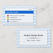 Krankenpflege - Modernes Blau Zickzack Visitenkarte (Vorne/Hinten)