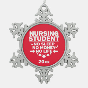 Krankenpflege ohne Schlafgeld Personalisiert Schneeflocken Zinn-Ornament