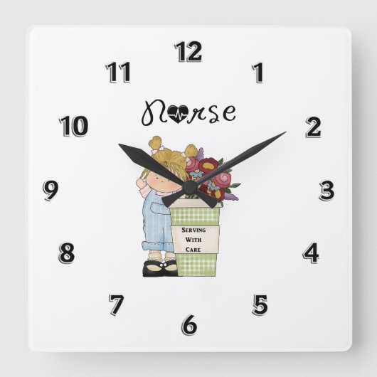 Krankenpflege Quadratische Wanduhr (Vorderseite)
