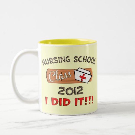 Krankenpflege-SchulAbschluss 2012 Zweifarbige Tasse (Links)