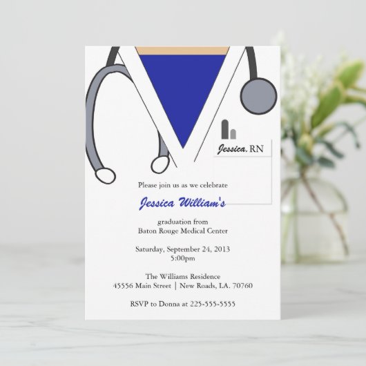 Krankenpflege-SchulAbschluss Einladung (Stehend Vorderseite)