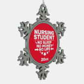 Krankenpflege Student kein schlafendes Geld Person Schneeflocken Zinn-Ornament (Links)