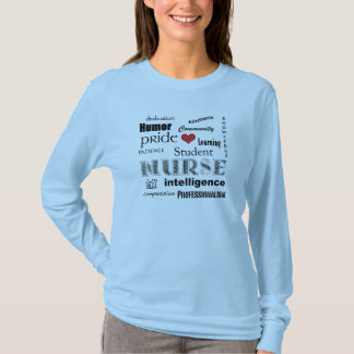 Krankenpflege-Student Stolz-Attribute+rotes Herz T-Shirt
