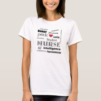 Krankenpflege-Student Stolz-Attribute+rotes Herz T-Shirt