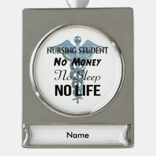 Krankenpflege-Studenten-lustiges Banner-Ornament Silber