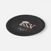 Krankenpflegeparty, rot an der BSN-Tafel Pappteller (Schrägansicht)