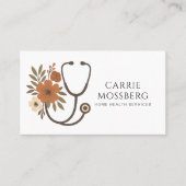Krankenpfleger Boho Blumen Stethoskop Visitenkarte (Vorderseite)