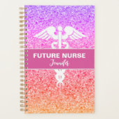 Krankenpfleger Caduceus Rainbow Glitzer Name Planer (Vorderseite)
