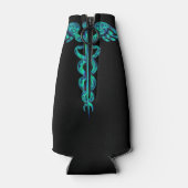 Krankenpfleger Doktor Caduceus Medical Türkis Blac Flaschenkühler (Rückseite)