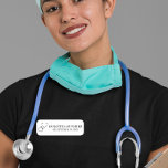 Krankenpfleger Dr. Stethoscope Medical RN Namensschild<br><div class="desc">Dieses Design entstand durch digitale Kunst und kann in dem Bereich personalisiert sein, der durch das Ändern des Fotos und/oder Textes zur Verfügung gestellt wird. Oder Sie können es anpassen, indem Sie den Mausklick auswählen, um weitere Optionen anzupassen, um die Farbe des Hintergrunds zu löschen oder zu ändern, Text hinzuzufügen,...</div>