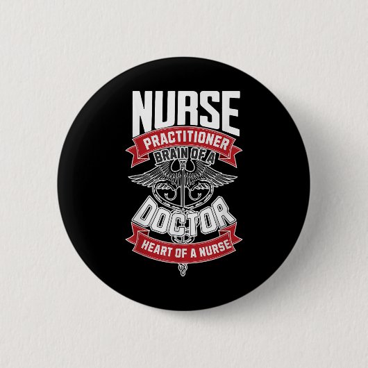 Krankenpfleger - Gehirn eines Arztes, Herz Button (Vorderseite)