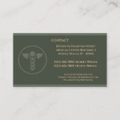 Krankenpfleger Green Caduceus Business Card Visitenkarte (Rückseite)