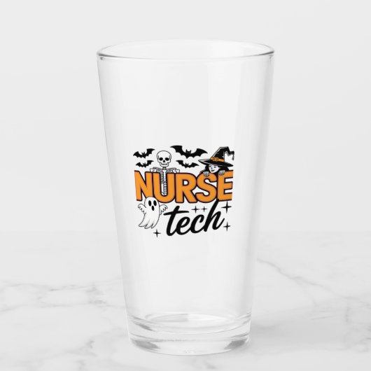 Krankenpfleger - Halloween - mit Skelett, Hexe und Glas (Vorderseite)