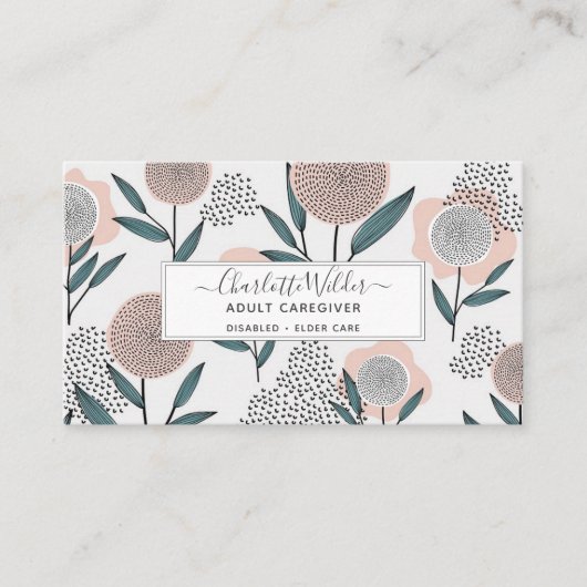 Krankenpfleger Hand Dragezeichnete Blumenkarte Visitenkarte (Vorderseite)