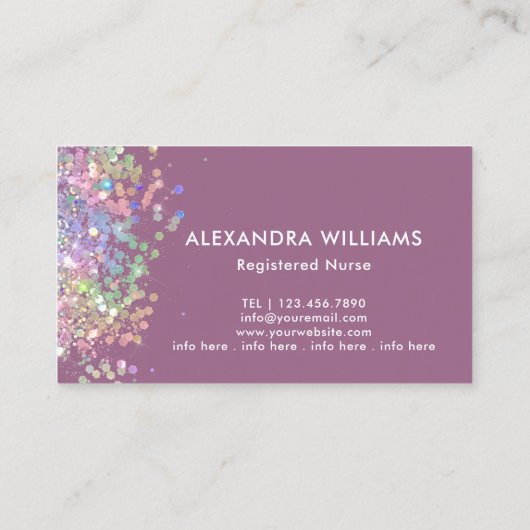 Krankenpfleger Holografischer Glitzer Medizinische Visitenkarte (Rückseite)