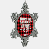 Krankenpfleger kein schlafendes Geld Leben Rot Kar Schneeflocken Zinn-Ornament (Links)