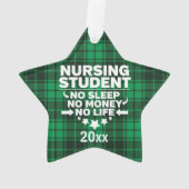 Krankenpfleger kein Schlafgeld Leben Grün Kariert Ornament (Rückseite)