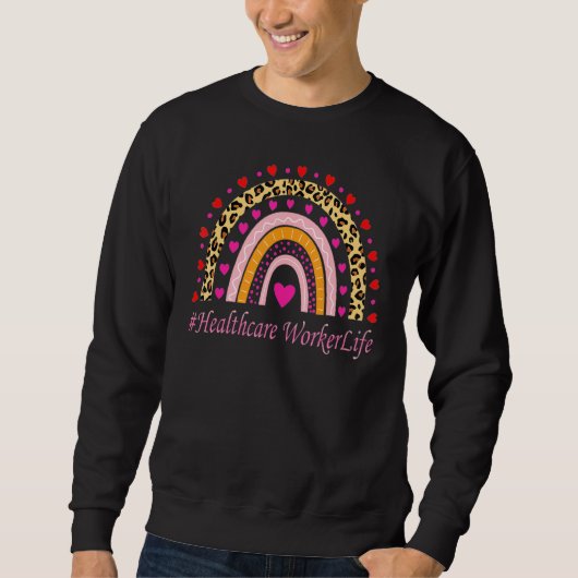Krankenpfleger Krankenschwester Leopard Rainbow Nu Sweatshirt (Vorderseite)