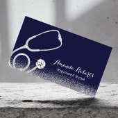 Krankenpfleger Medical Silver Glitzer Navy Blue Visitenkarte