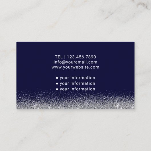 Krankenpfleger Medical Silver Glitzer Navy Blue Visitenkarte (Rückseite)