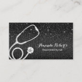 Krankenpfleger Medizin Moderner Schwarzer Glitzer Visitenkarte (Vorderseite)
