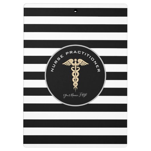 Krankenpfleger Medizinisches Monogramm Schwarz-wei Klemmbrett (Rückseite)