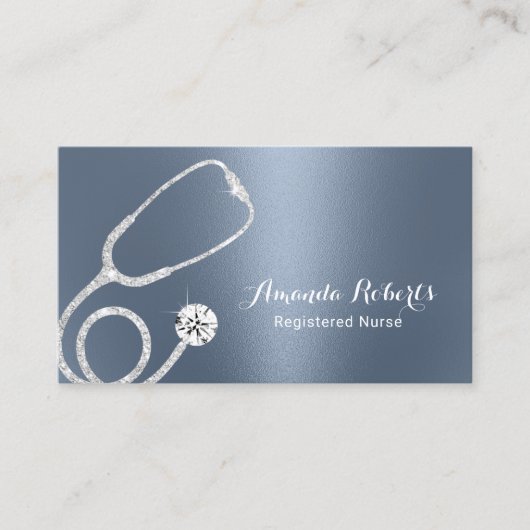 Krankenpfleger Moderne, blaue Metallic Medizin Visitenkarte (Vorderseite)